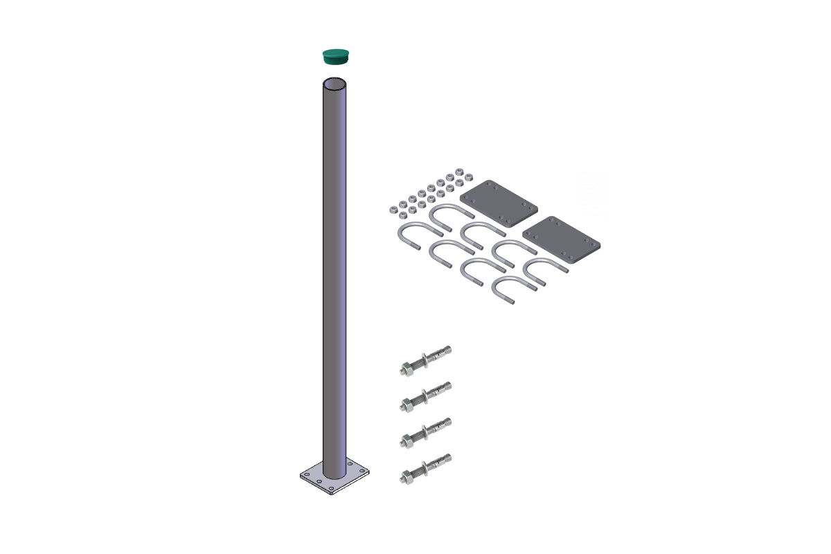 Royal de Boer Standpfost auf Boden + Kappe 2.5" 135cm verzinkt + Fixings - 5550-2514-135
