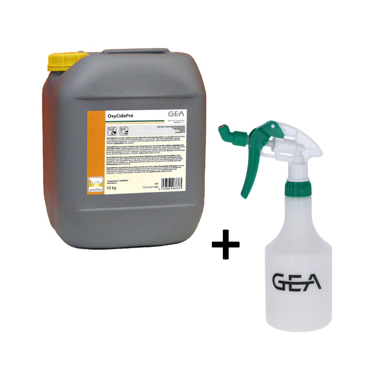 GEA OxyCidePré Dippmittel 10kg + Dippsprüher Set (5642-GEA + 7724-5231-000)