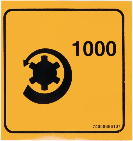 SEKO-Kongskilde Aufkleber 1000 U/min - 1 Stück - 74000666107