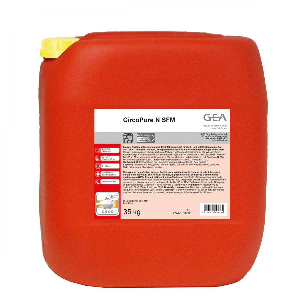 GEA CircoPure N SFM Reinigungsmittel 35 kg Kanister 7724-3163-500 (77243163500)