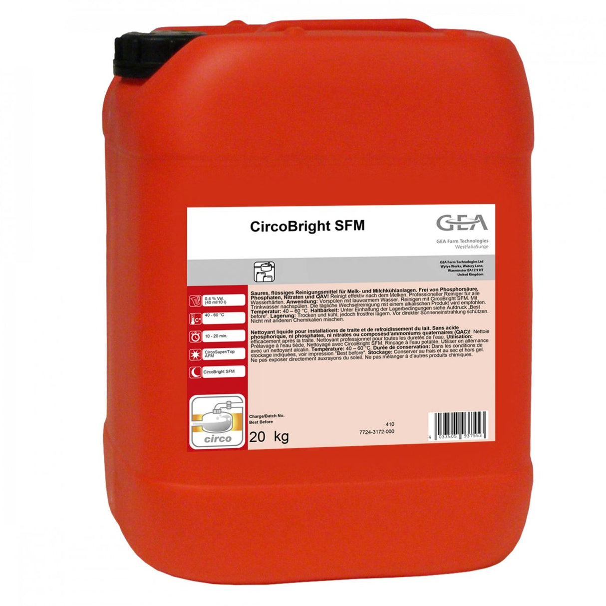 GEA CircoBright SFM Reinigungsmittel 20 kg Kanister 7724-3172-000 (77243172000)
