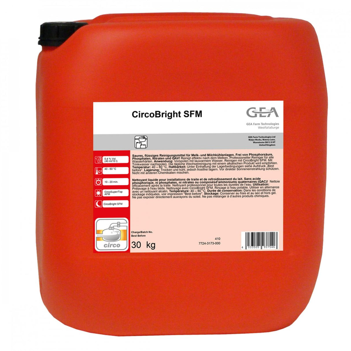 GEA CircoBright SFM Reinigungsmittel 30 kg Kanister 7724-3173-000 (77243173000)