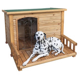 Kerbl Hundehütte mit Terrasse und wetterfestem Bitumendach 113 x 127 x 83 cm 82397