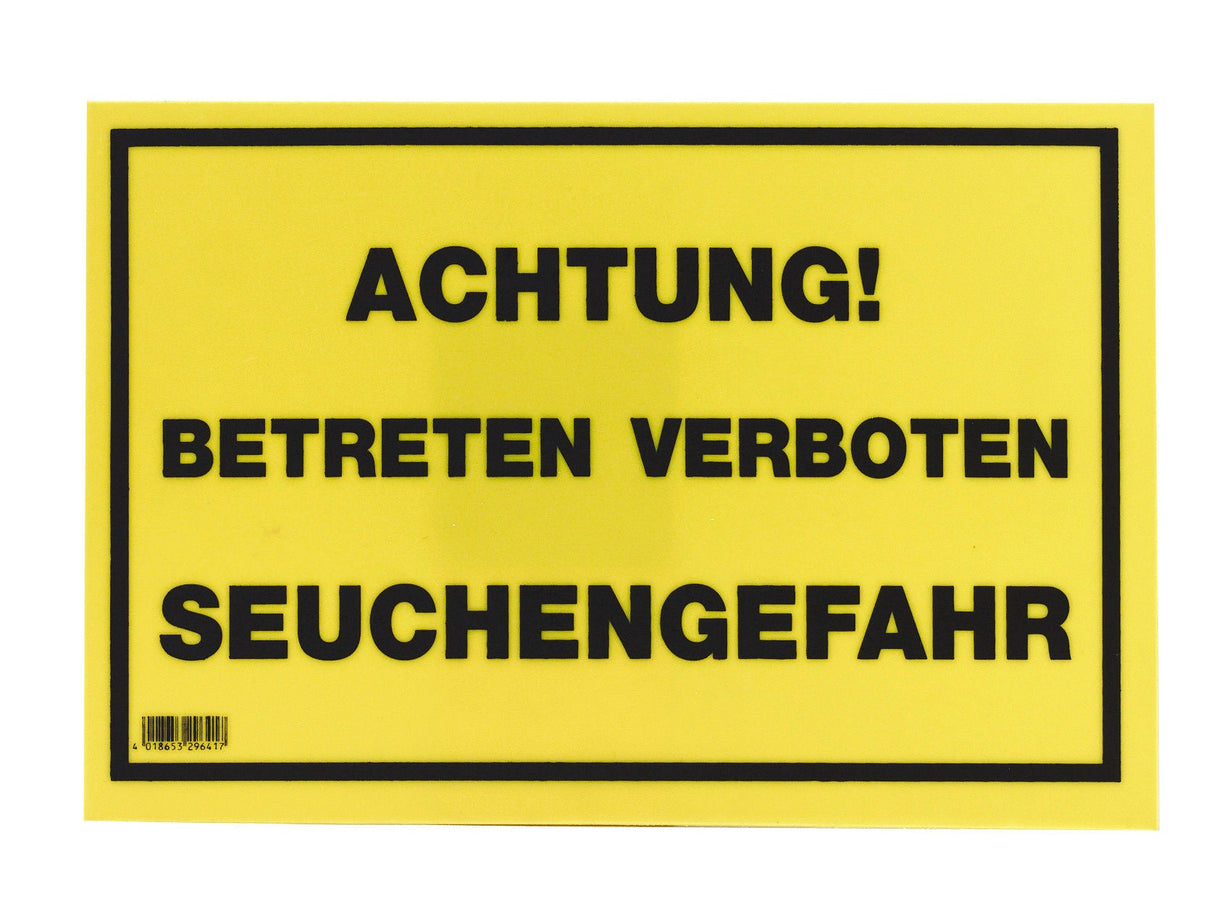 Kerbl Warnschild 20x30cm, Achtung Betr. verboten- Seuchengefahr 29641