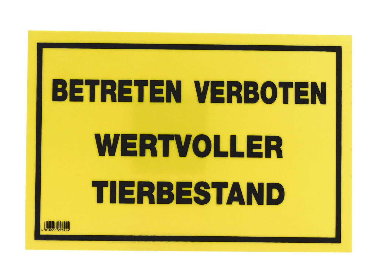 Kerbl Warnschild 20x30cm, Betreten verboten Wertv. Tierbestand 29642