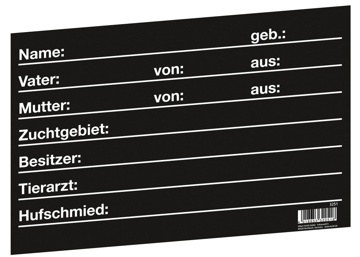 Kerbl Pferdestalltafel 30 x 20 cm 3251