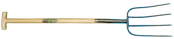 Manure fork T-handle 4 teeth blue