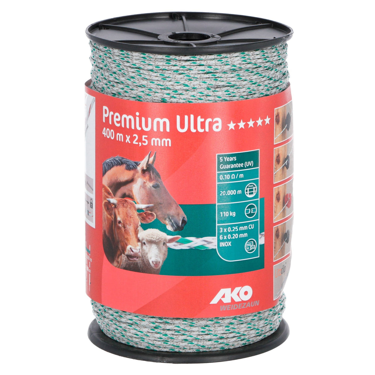 AKO Premium Ultra Litze,2,5mm,400m weiß/grün 6xniro 0,2+3xCU0,3 441979