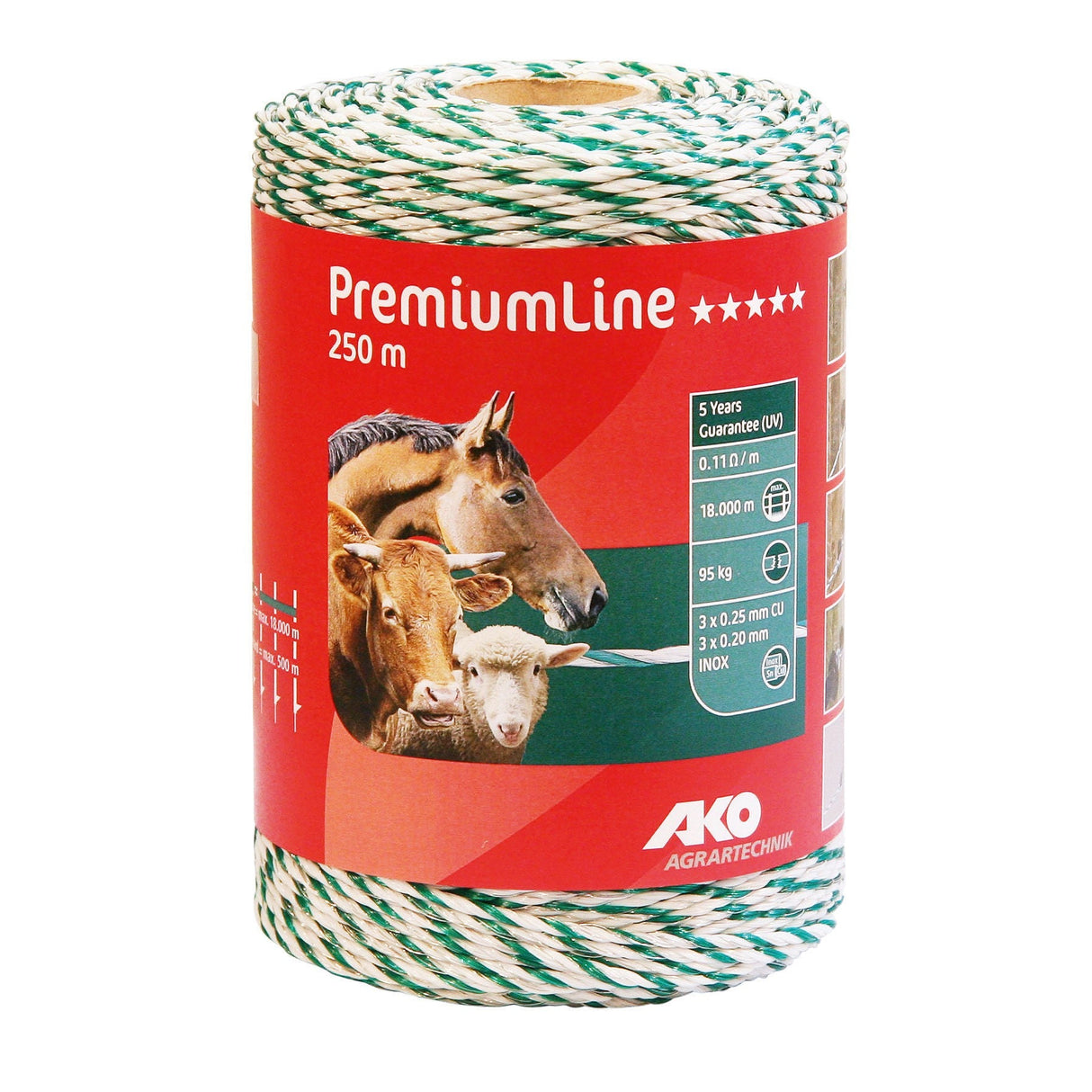 AKO Litze PremiumLine, 250m, weiß/grün, 3x0,2Niro,3x0,25 Cu 441550