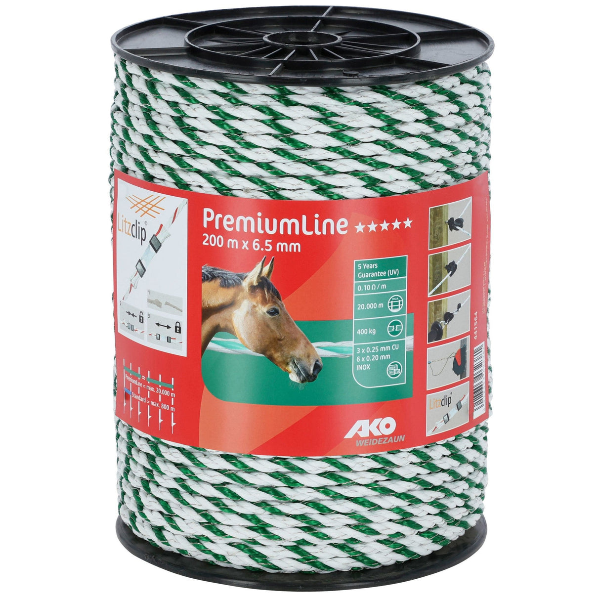 AKO Seil Prem.Line, 200m, 6,5mm, weiß/grün, 6x0,2 Niro,3x0,25Cu 441564