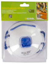 Kerbl Feinstaubmaske Atemschutzmaske FFP1, 3-Pack mit Ventil, im Blister 34512/3