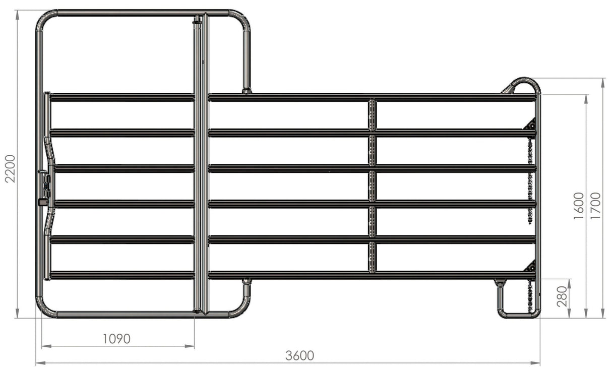 AKO Panel Zaunelement 3,6 m mit Tor (incl. Kettenverschl) 442596