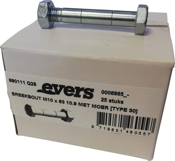 Evers Scherschraube mit Mutter (25x), M10x63, 10.9, TYP 30 990111Q25