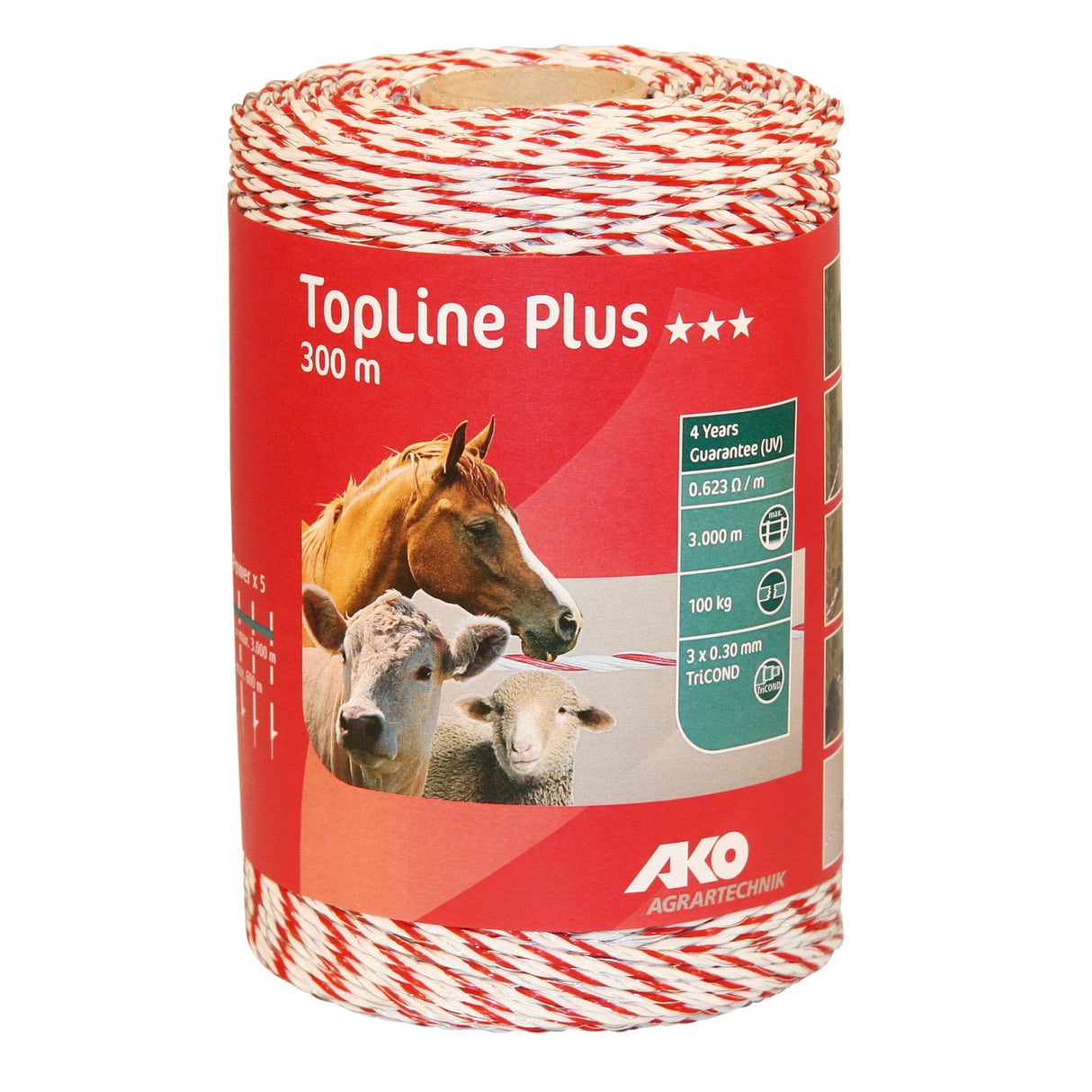 AKO Litze TopLine Plus, 300m, weiß/rot, 3 x 0,3mm TriCOND 449119