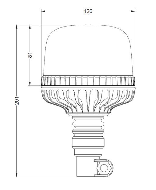 KRAMP LED-Leuchte, 20W, 12-24V, bernsteinfarben, flexible Masthalterung, Ø 126mm x201mm - LA20090
