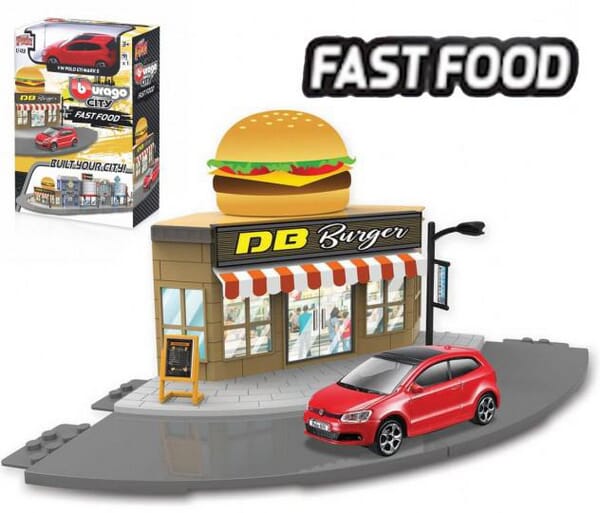 City fast food store with 1 vehicle