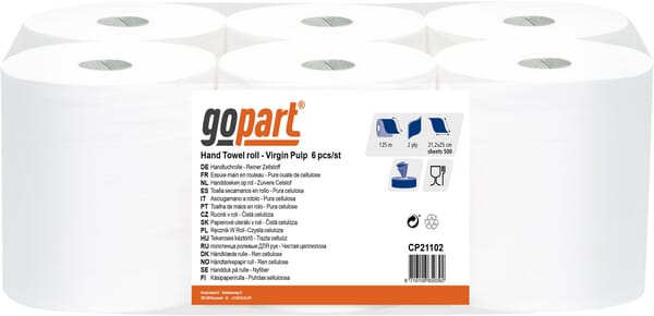 gopart Papierhandtuch, weiß 21cm x 125m - 6 Stück CP21102