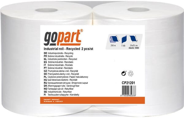 gopart Papierhandtuch, weiße Rolle, 23cm x 250m, 2lagig, Außen-Ø270mm, geprägt - 2 Stück CP21201