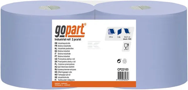 gopart Papierhandtuch, blau 36cm x 370m - 2 Stück CP22103