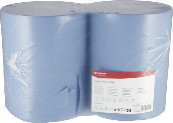 KRAMP Papierhandtuch, blaue Rolle, 36cm x 370m, 2-lagig, Außen Ø300mm, geprägt, 2 Rollen - 1 Packung - CP22103KR