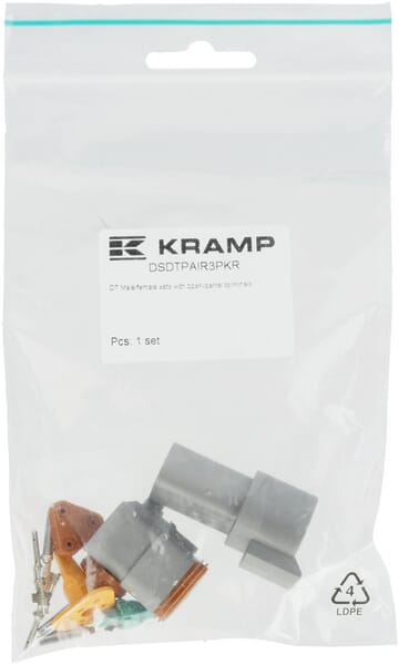 KRAMP Satz DT 3-polige Steckverbinder Stecker + Buchse - 1 Set - DSDTPAIR3PKR