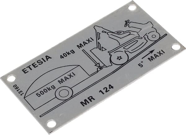 Etesia Typenschild MR124 ET13160