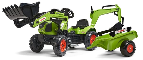 Pelle Claas avec godet et remorque