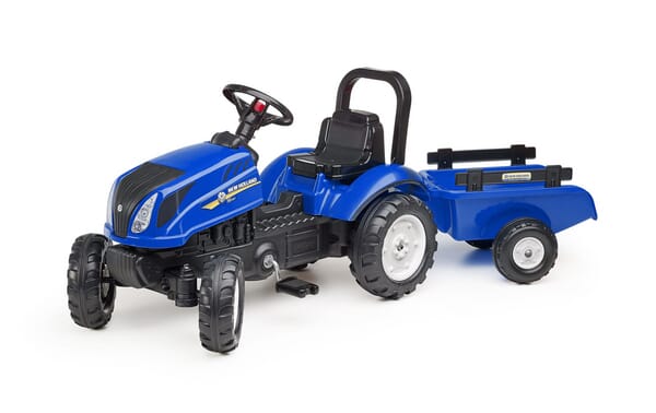 Falk New HollandTraktor mit Anhänger und zu öffnender Motorhaube F3080AB