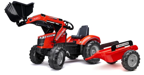 Falk Massey FergusonS8740 Tretbagger mit Anhänger F4010AM