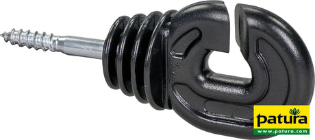 Patura Super-Ringisolator mit Holzgewinde, schwarz, 6 mm Schaft (25 Stück / Pack) 103075