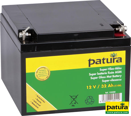 Patura Super-Vlies-Akku 12 V / 32 Ah C100 wartungsfreie Vliesbatterie 133200