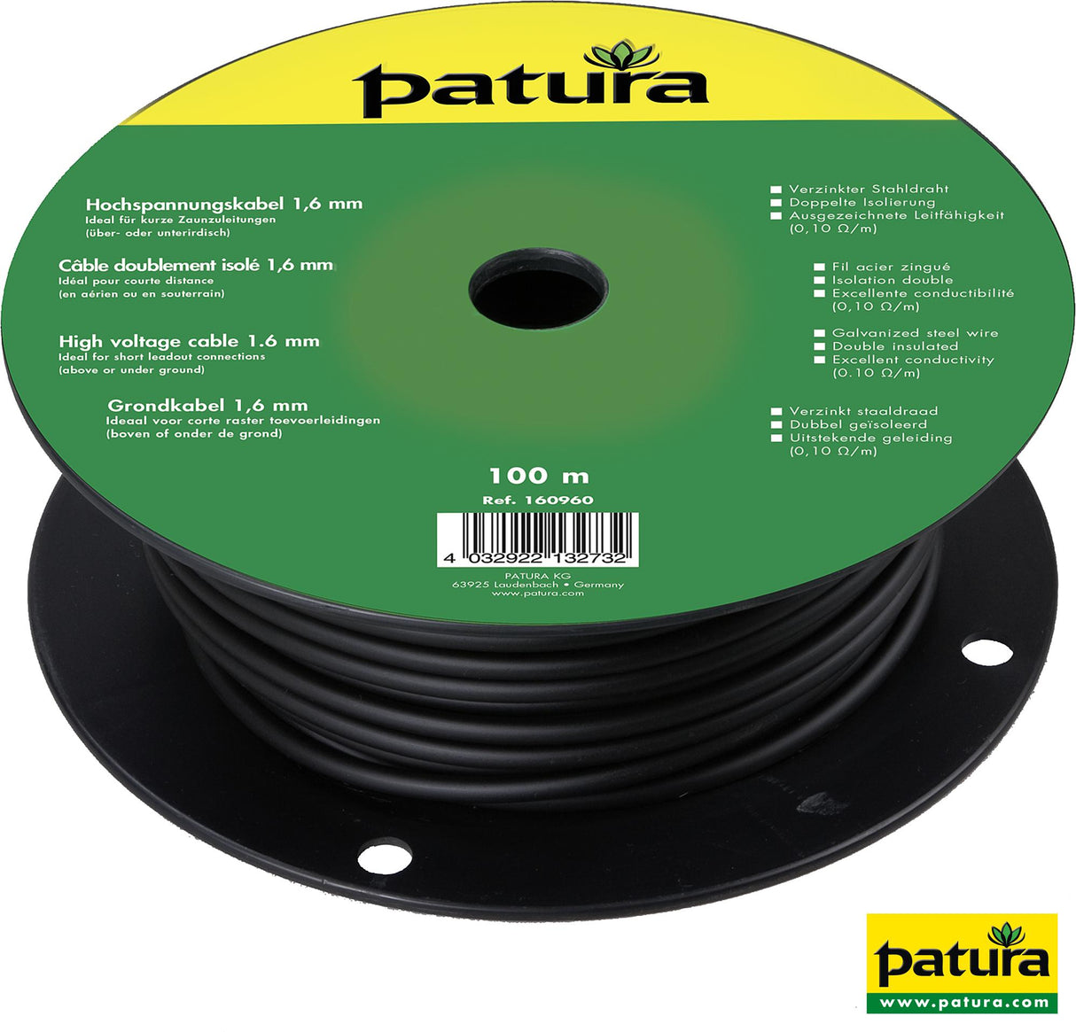 Patura Hochspannungs-Elektrozaunkabel 1,6 mm, 25 m Rolle 160925