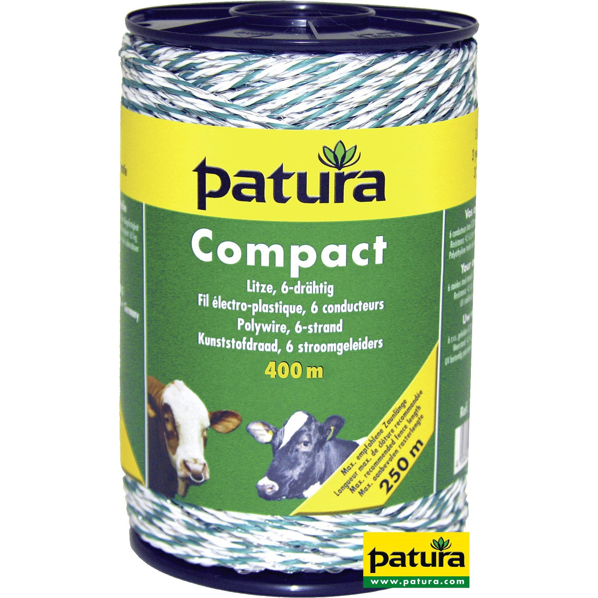 Patura Compact Litze, 400 m Rolle 6 Niro 0,20 mm, weiss-grün 180200