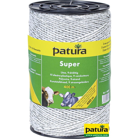 Patura Super Litze, 400 m Rolle 9 Niro 0,20 mm, weiss 180401