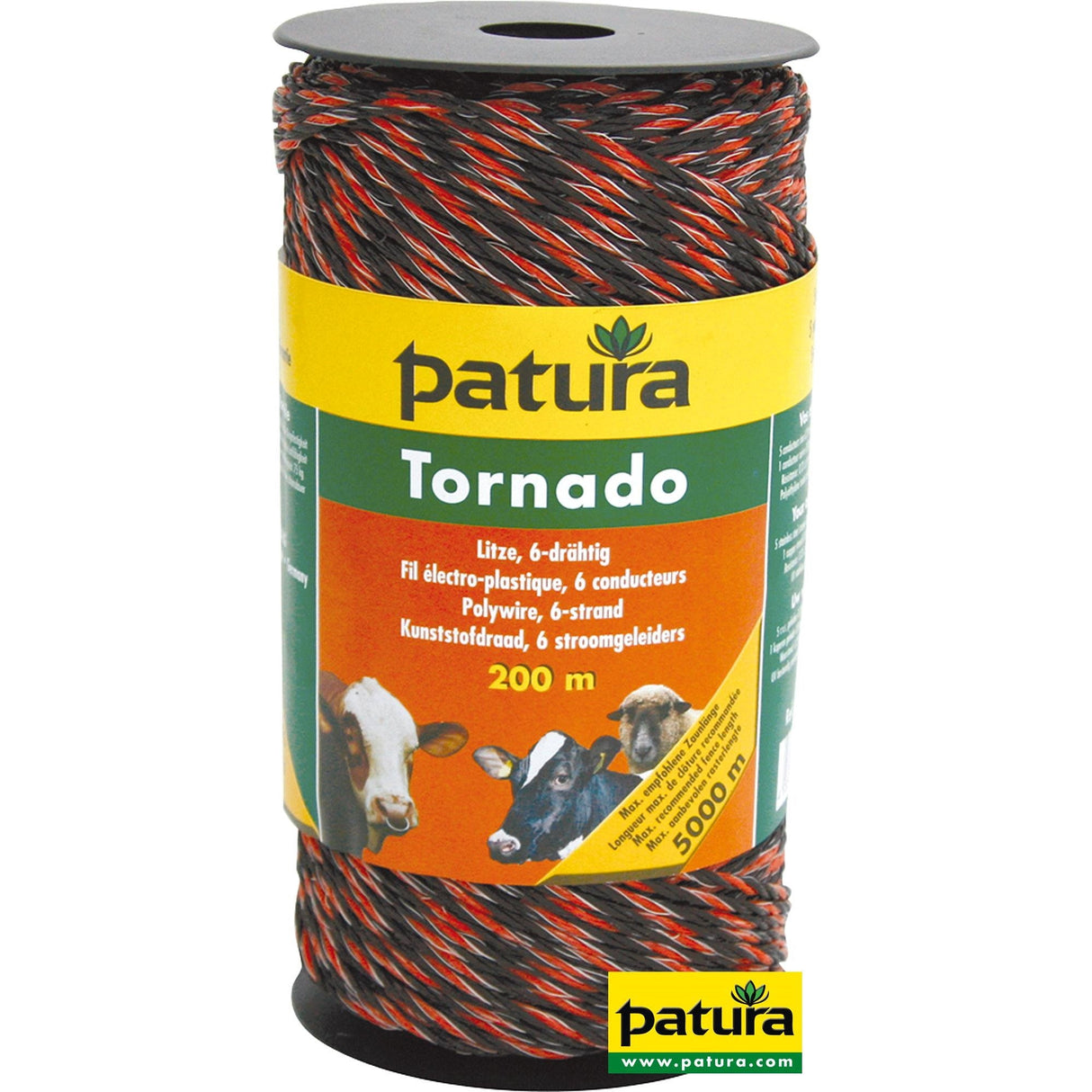 Patura Tornado Litze, 200 m Rolle, braun-orange 5 Niro 0,20 mm, 1 Cu 0,30 mm 180511