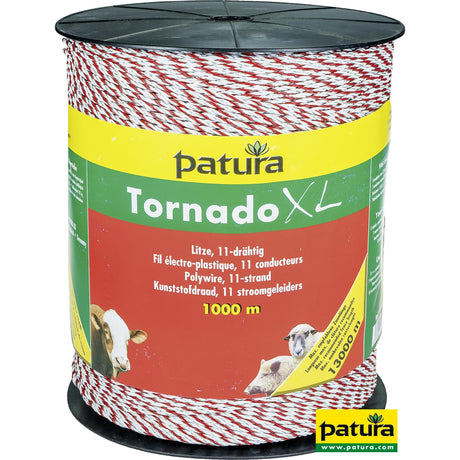 Patura Tornado XL Litze, 1000 m Rolle 8 Niro 0,20 mm, 3 Cu 0,30 mm, weiss-rot 181201