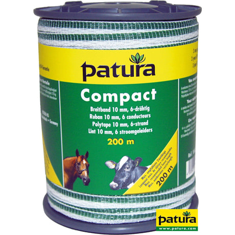 Patura Compact Breitband 10 mm, 200 m Rolle 6 Niro 0,16 mm, weiss-grün 184200