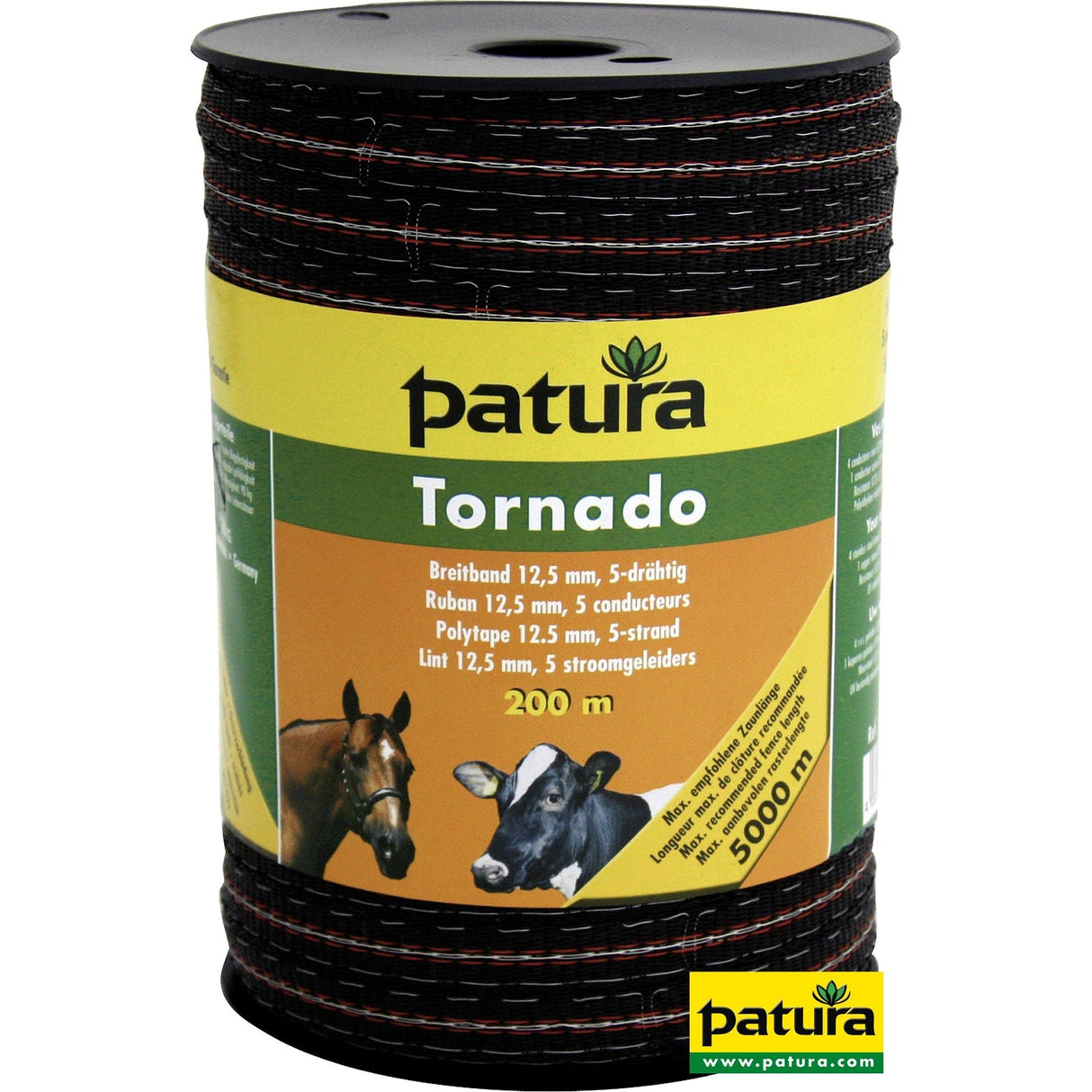 Patura Tornado Breitband 12,5 mm, 200 m Rolle 4 Niro 0,20mm, 1 Cu 0,30mm, braun-orange 185011