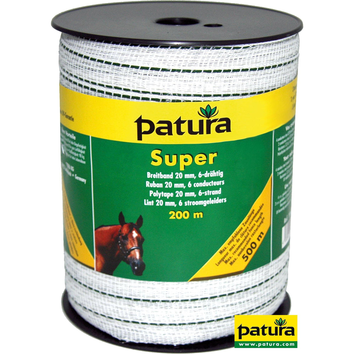 Patura Super Breitband 20 mm, 200 m Rolle 4 Niro 0,20mm, 2 Niro 0,30mm, weiss-grün 186300