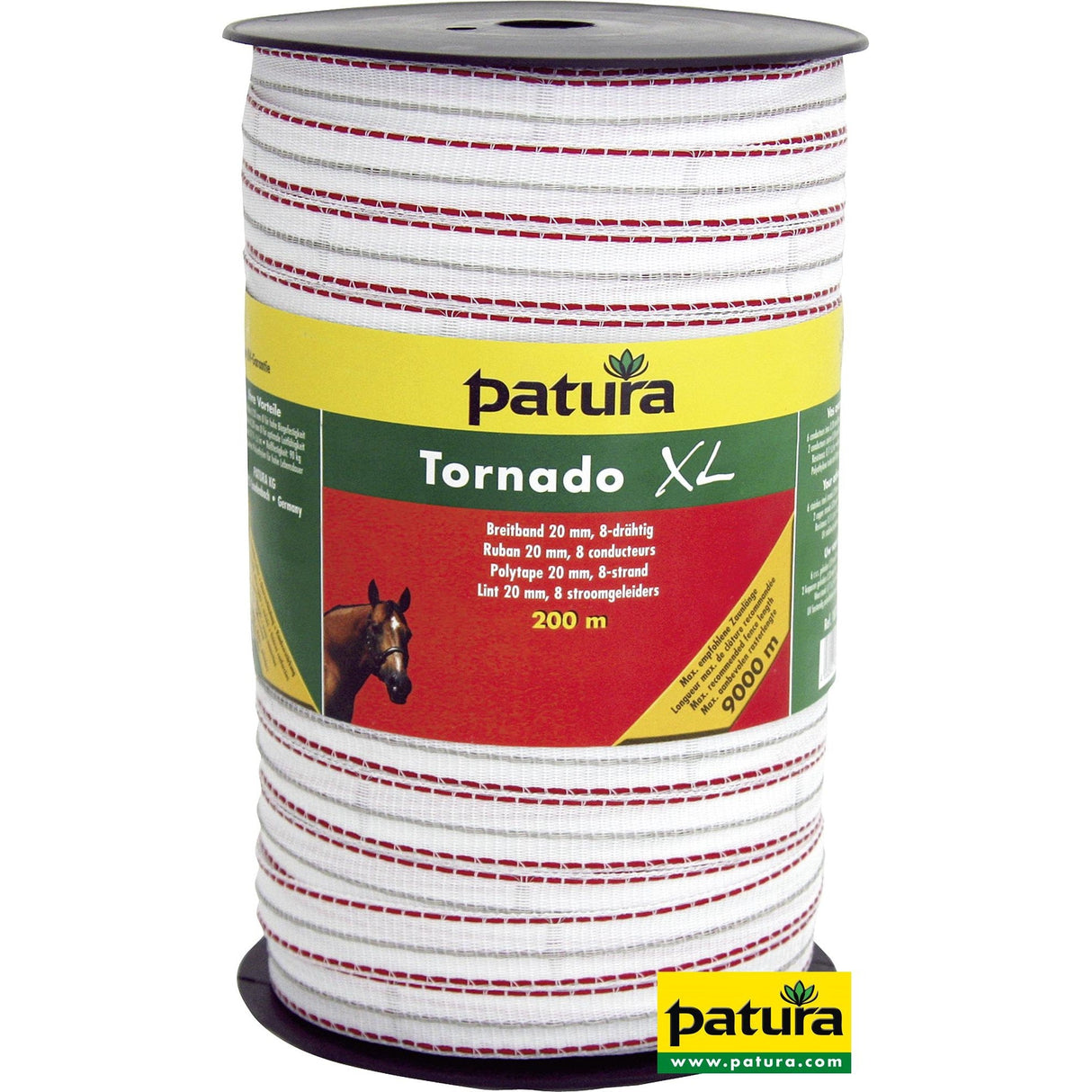 Patura Tornado XL Breitband 20 mm, 200 m Rolle 6 Niro 0,20 mm, 2 Cu 0,30 mm, weiss-rot 187001