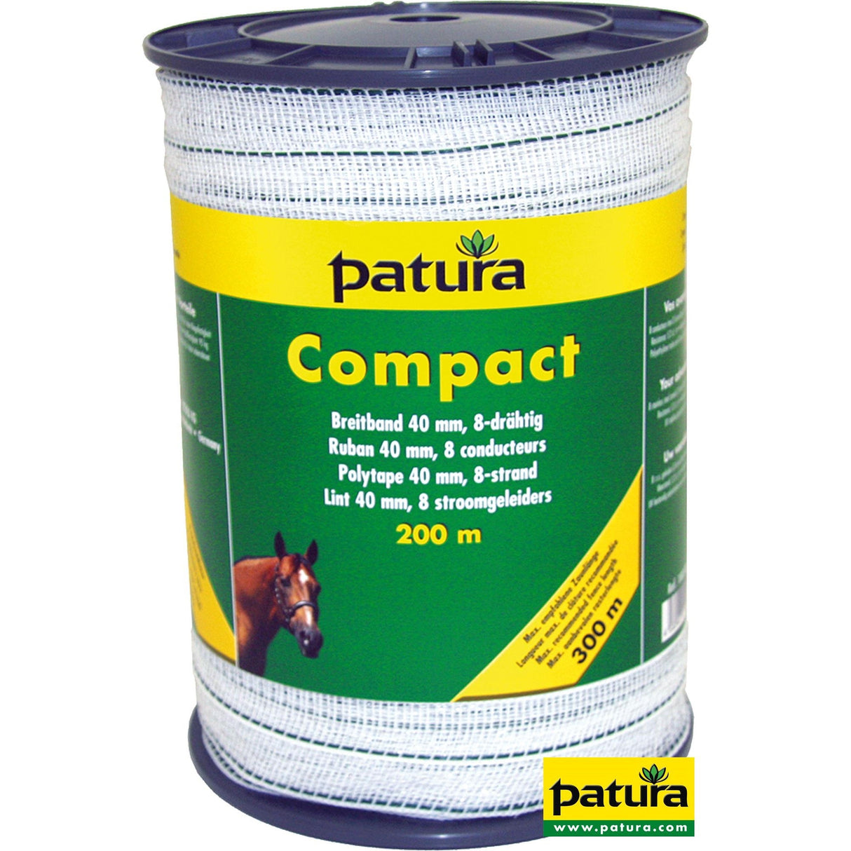 Patura Compact Breitband 40 mm, 200 m Rolle 8 Niro 0,16 mm, weiss-grün 188500