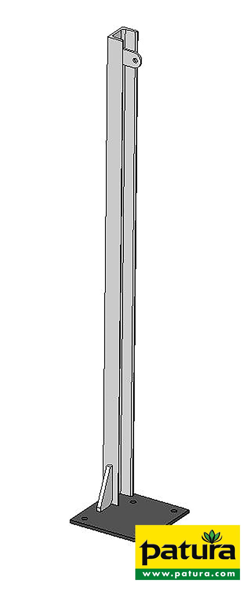 Patura U-Profil für Holzbohlen, L= 1,20 m, Bodenplatte links 200x200x8 mm, vz 341181