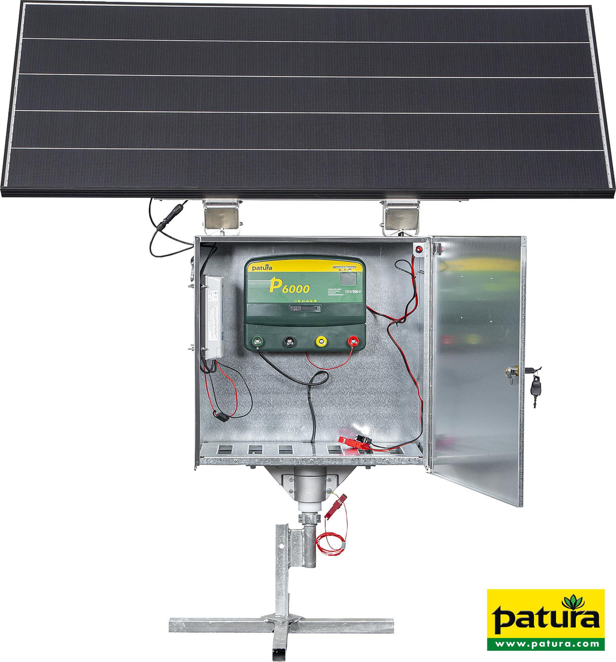 Patura P6000, mit Sicherheitsbox Maxi, 200 W Solarmodul mit Halter, Erdstab und 900360