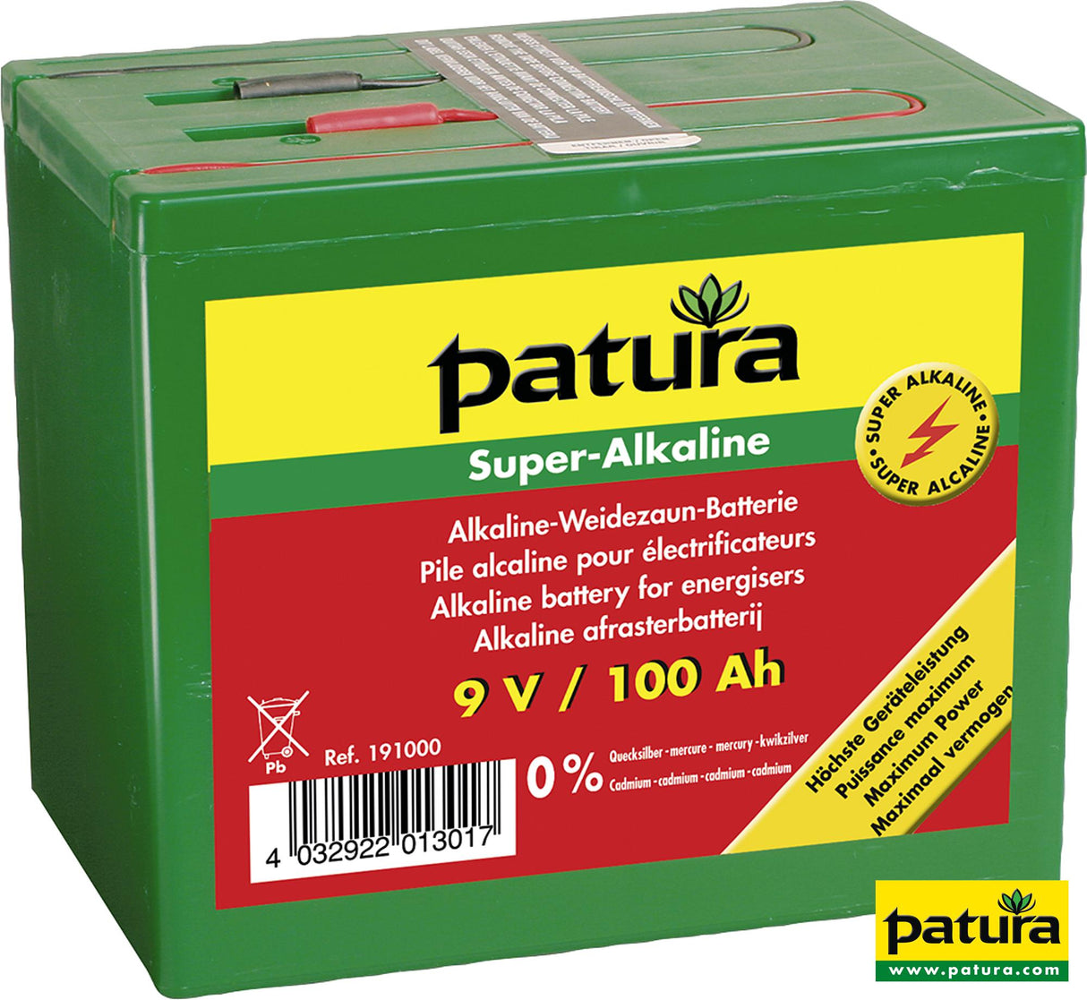 Patura Super-Alkaline Weidezaun-Batterie 9 V / 100 Ah 191000