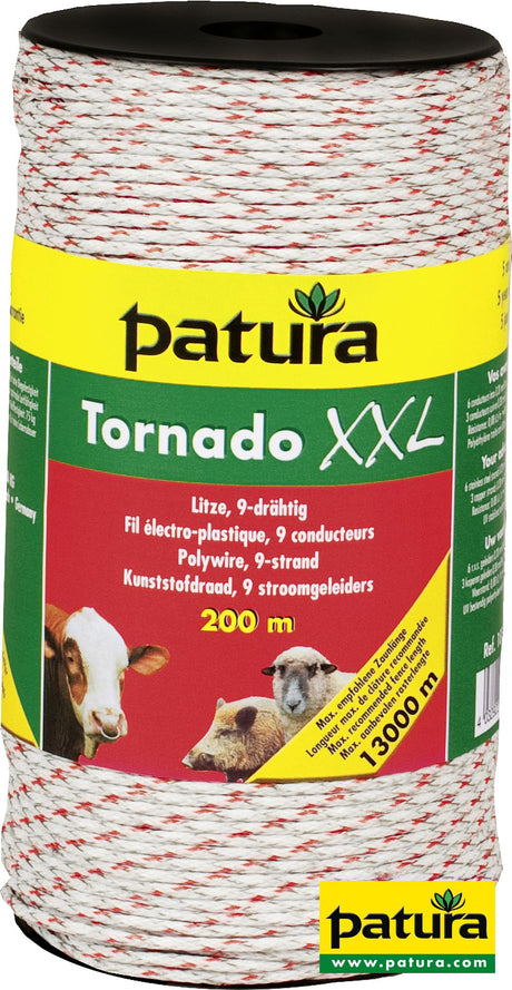 Patura Tornado XXL Litze, 200 m Rolle geflochtene Litze, weiss-rot 181500