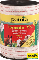 Patura Tornado XL Breitband 12,5mm, 400 m Rolle 5 Niro 0,20 mm, 2 Cu 0,30 mm, weiss-rot 185601