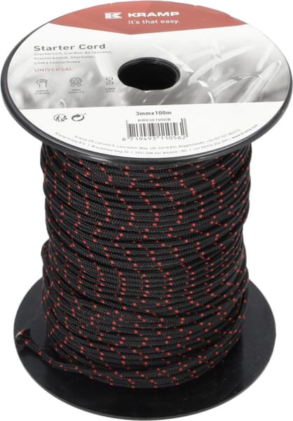 Starter rope, 3.0 mm x 100 m, black