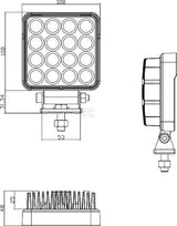 KRAMP Arbeitsscheinwerfer LED, 25W, 3040lm, quadratisch, 10/30V, 108x48x108mm, Flutlicht, 16 LED's, Kramp LA10023