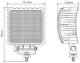 KRAMP Arbeitsscheinwerfer LED, 48W, 3840lm, quadratisch, 10/30V, 159x54,5x112mm, Flutlicht, 16 LED's, Kramp LA10047