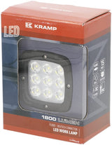 KRAMP Arbeitsscheinwerfer LED, 15W, 1800lm, quadratisch, 12-24V, Deutsch-Stecker, 123x74x100mm, Flutlicht, 9 LED's, Kramp LA10099